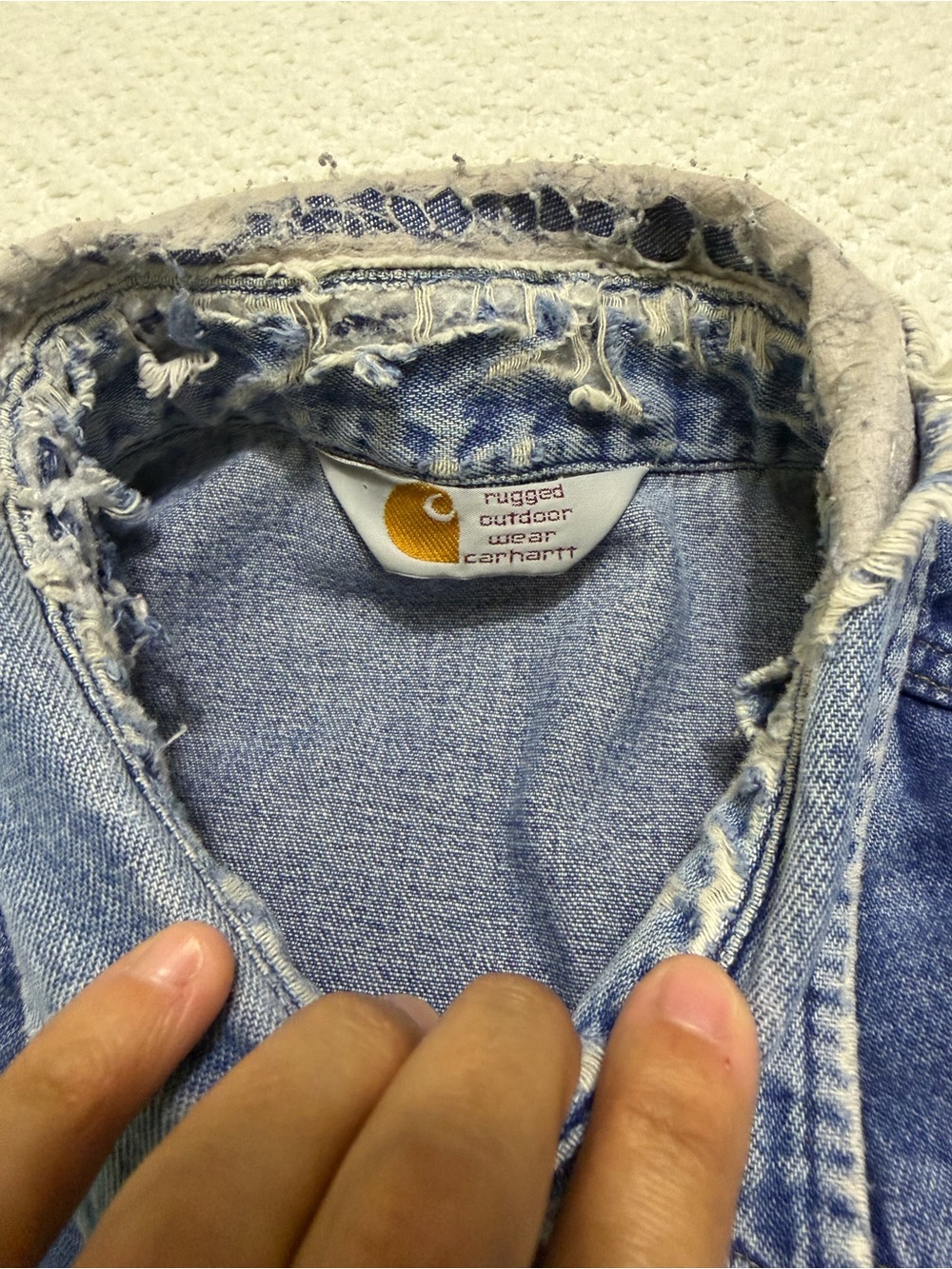 Vintage Carhartt Pearl Snap Long Sleeve Denim Shirt Men’s Size XL - Picture 7 of 13